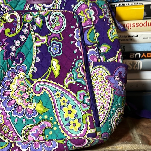 Vera Bradley Purple and Green Quilted Backpack